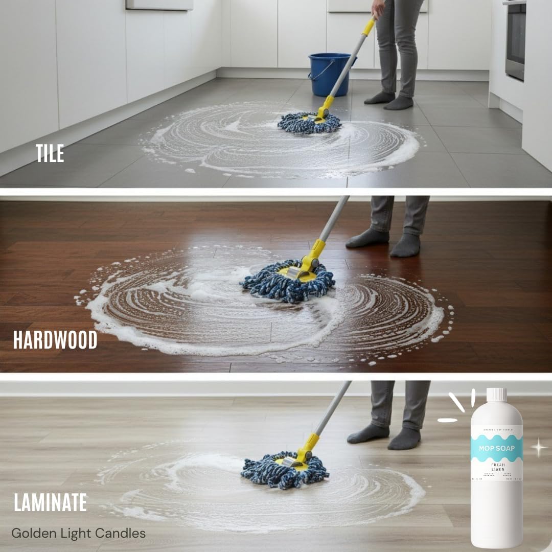 Mop Soap – Highly Scented Luxury Floor Cleaner Concentrate – Fresh Linen Scent, Leaves Floors Shiny Without Any Residue – Multi-Surface Floor Mopping Solution, Made in USA, 32 oz