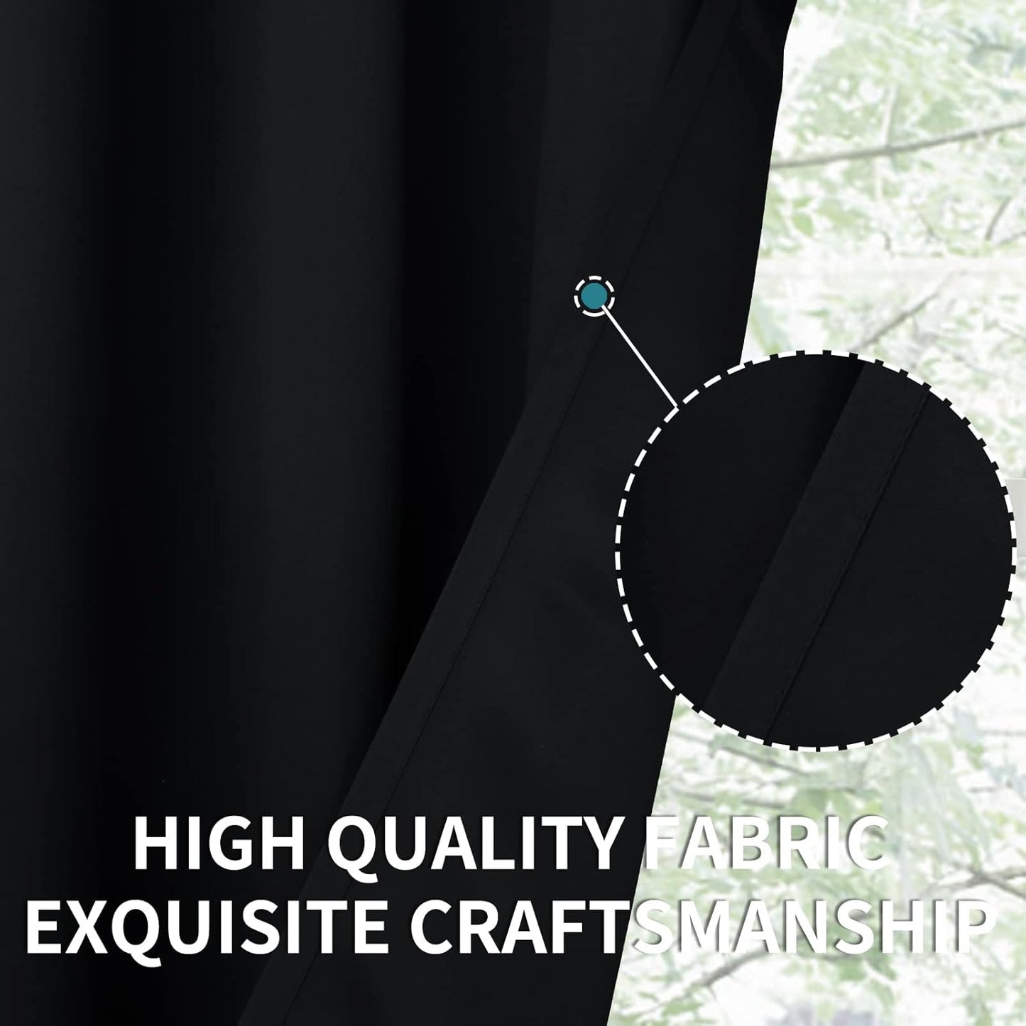 BGment Small Black Curtains Half Window for Kitchen 36 Inch Length - Rod Pocket Short Blackout Drapes for Bathroom Cafe RV Privacy, 2 Panels, 29 x 36 Inch