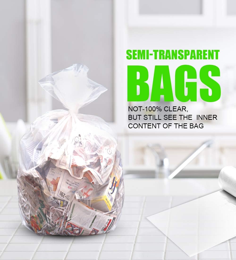 FORID Clear Medium Garbage Bags – 8 Gallon Plastic Trash Bags 30 Liter Wastebasket Bin Liners 220 Count for Bathroom Bedroom Office Trash Can