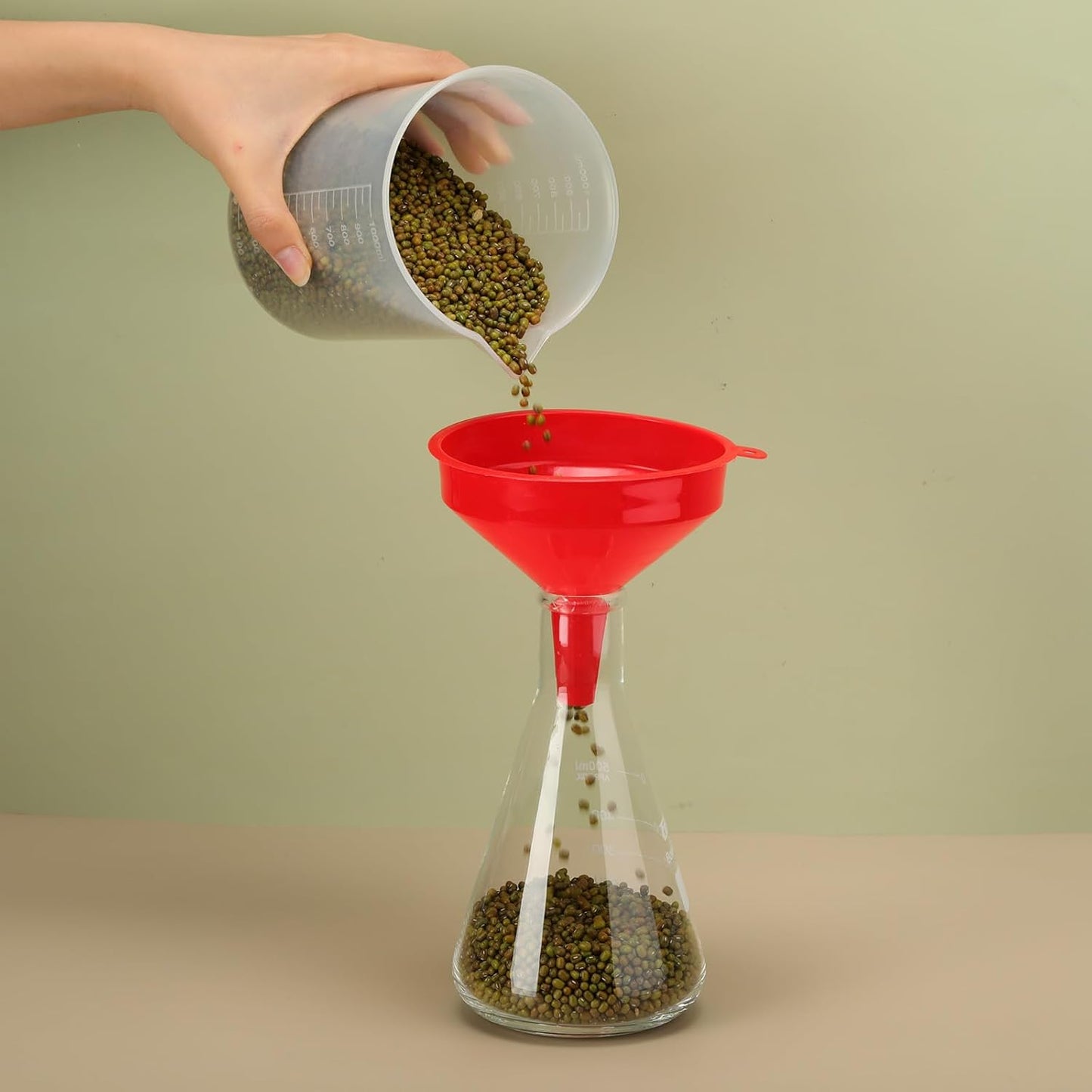 Honeydak 18 Pieces Multi-Purpose Plastic Funnels 4.7 Inch Wide Mouth Funnels for Filling Bottles, Jars, Containers Lab Use Oil Funnel for Gas, Car Oil, Lubricants and Fluids(Red)