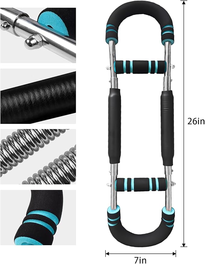 Twister Arm Trainer, 40-100lb Adjustable Chest Workout Equipment, Portable Power Twister Bar, 2025 New Adjustable Twister Arm Chest Exerciser，Detachable Design Fitness Anywhere