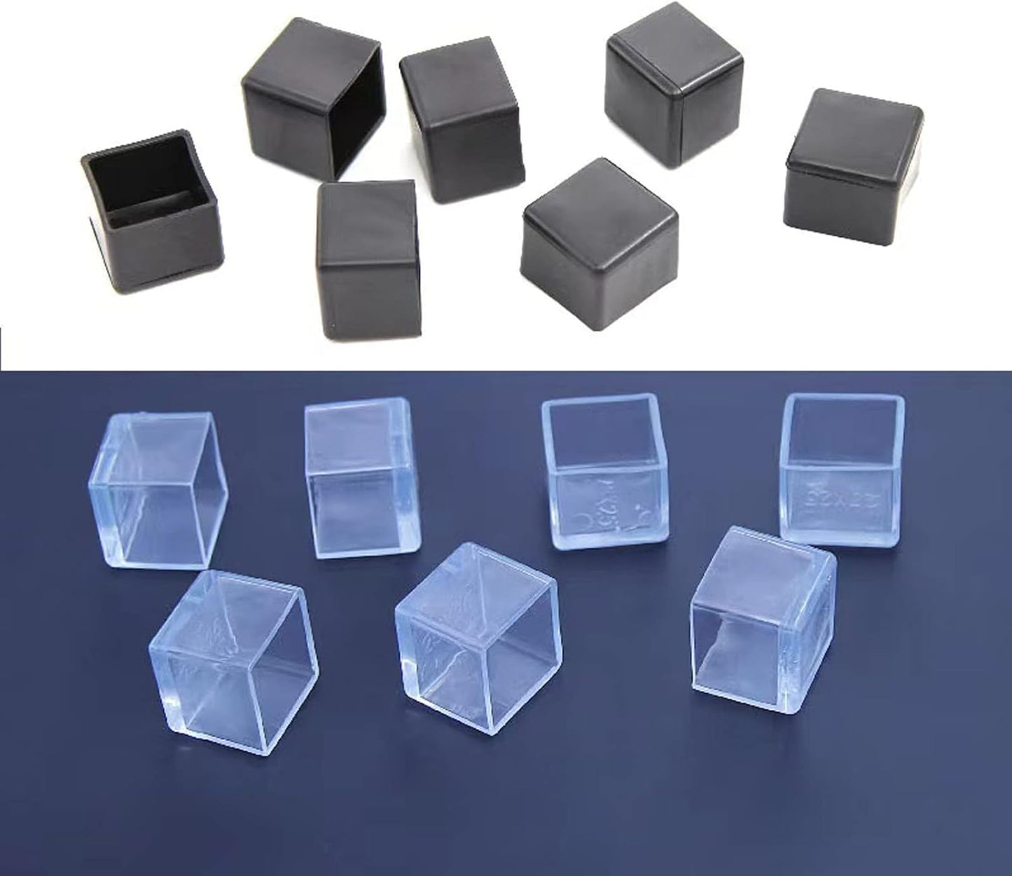 Still Awake 12 Pcs Transparent Square Anti-Slip Rubber Leg Tips Chair Leg Caps Furniture Floor Protectors Chair Table Bar Stool Leg Covers Furniture Leg Cube Feet 1.97 Inch x 1.97 Inch (50 x 50mm)