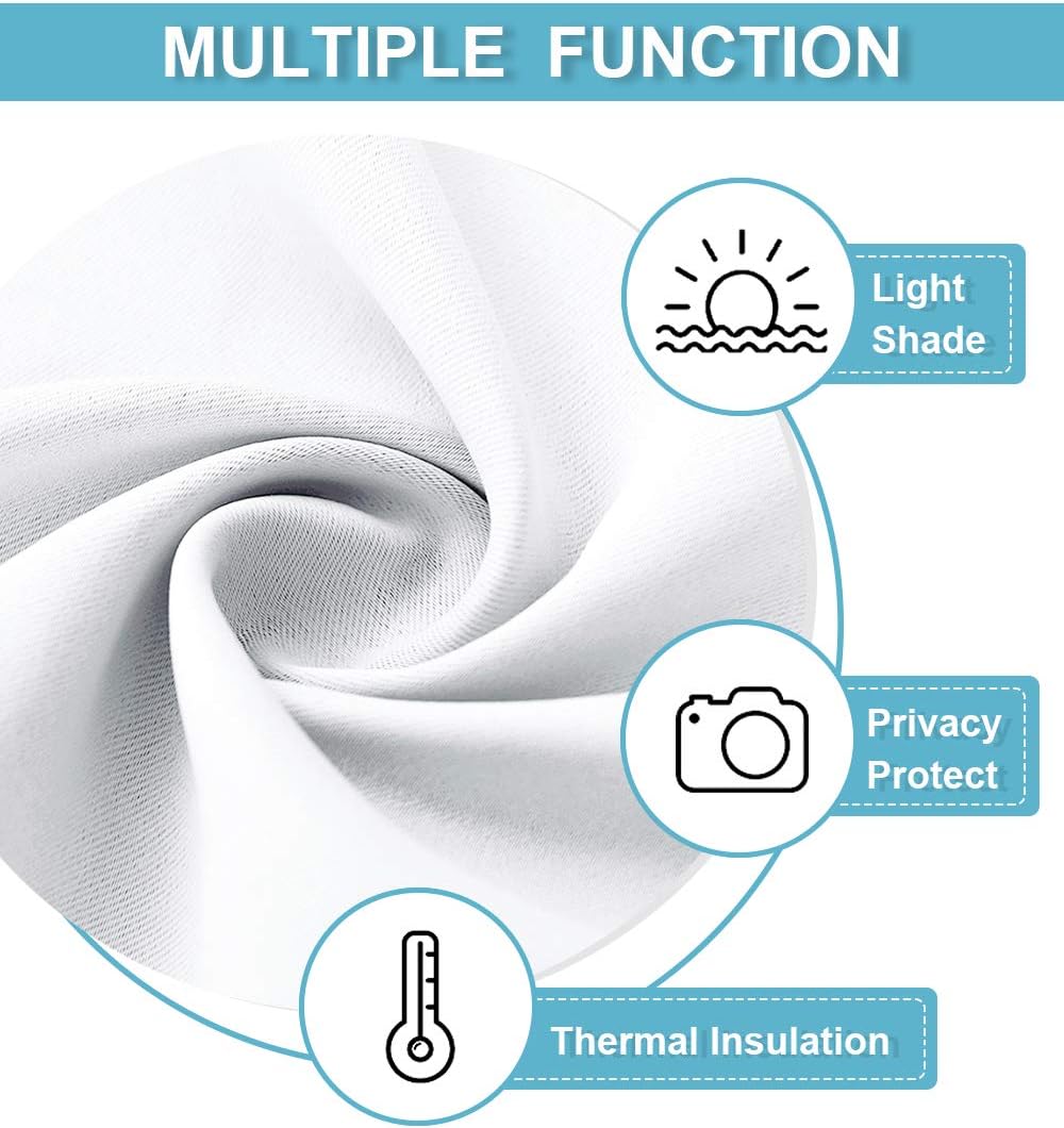 RYB HOME Curtains for Bedroom 72 inches Long, Blackout Thermal Insulating Window Treatment Drapes for Living Room Bathroom Basement Laundry Classroom, W 34 x L 72, Pure White, 2 Panels