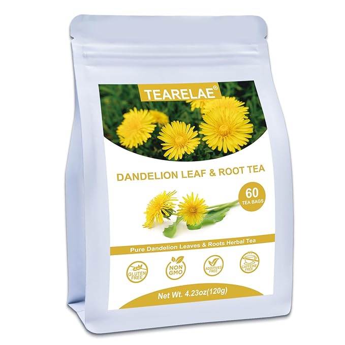 TEARELAE - Dandelion Leaf & Root Tea - 60 Counts Premium Dandelion Leaf and Root Tea Bags - Support Kidney, Aid in Digestion - Non-GMO - Caffeine-Free