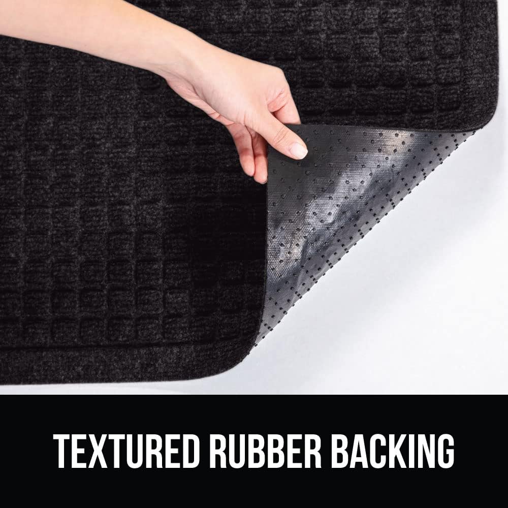 GORILLA GRIP Front Door Mat, 47x35, Indoor Outdoor Ultra Absorbent HydroAbsorb Doormat, Absorbs Up to 6 Cups of Water, Stain and Fade Resistant, Rubber Backing Doormats, Captures Dirt, Black