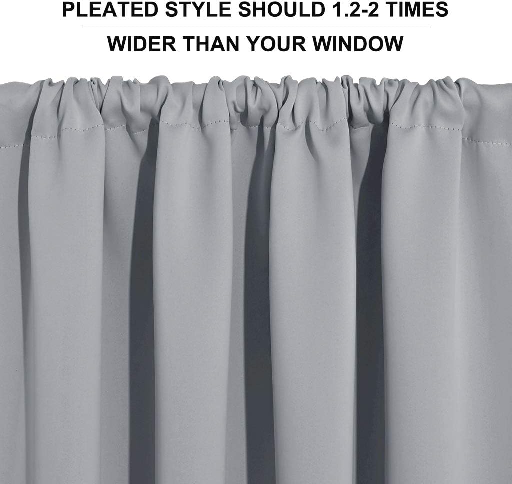 RYB HOME Blackout Curtains Grey - Sunlight Block Energy Saving Drapes for Bedroom Bathroom Home Office Small Window Treatment Panels, W 53 x L 36 inch, Silver Grey, 2 Panels