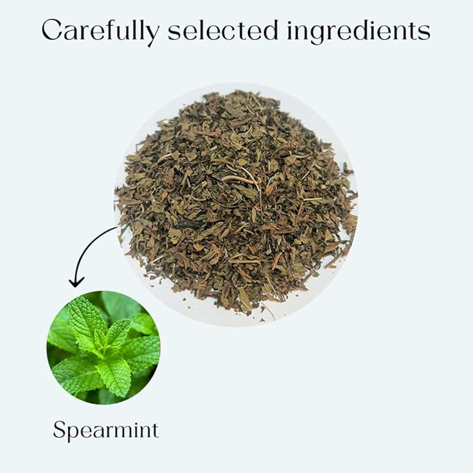 Spearmint Tea Bags 100 Count Herbal Tea Bags PCOS RELIEF Balances Hormones Support Digestion Refreshing Aromatic and Minty Gluten Free Caffeine Free Tea 100% Pure Spearmint leaves | Pyramid Tea bags