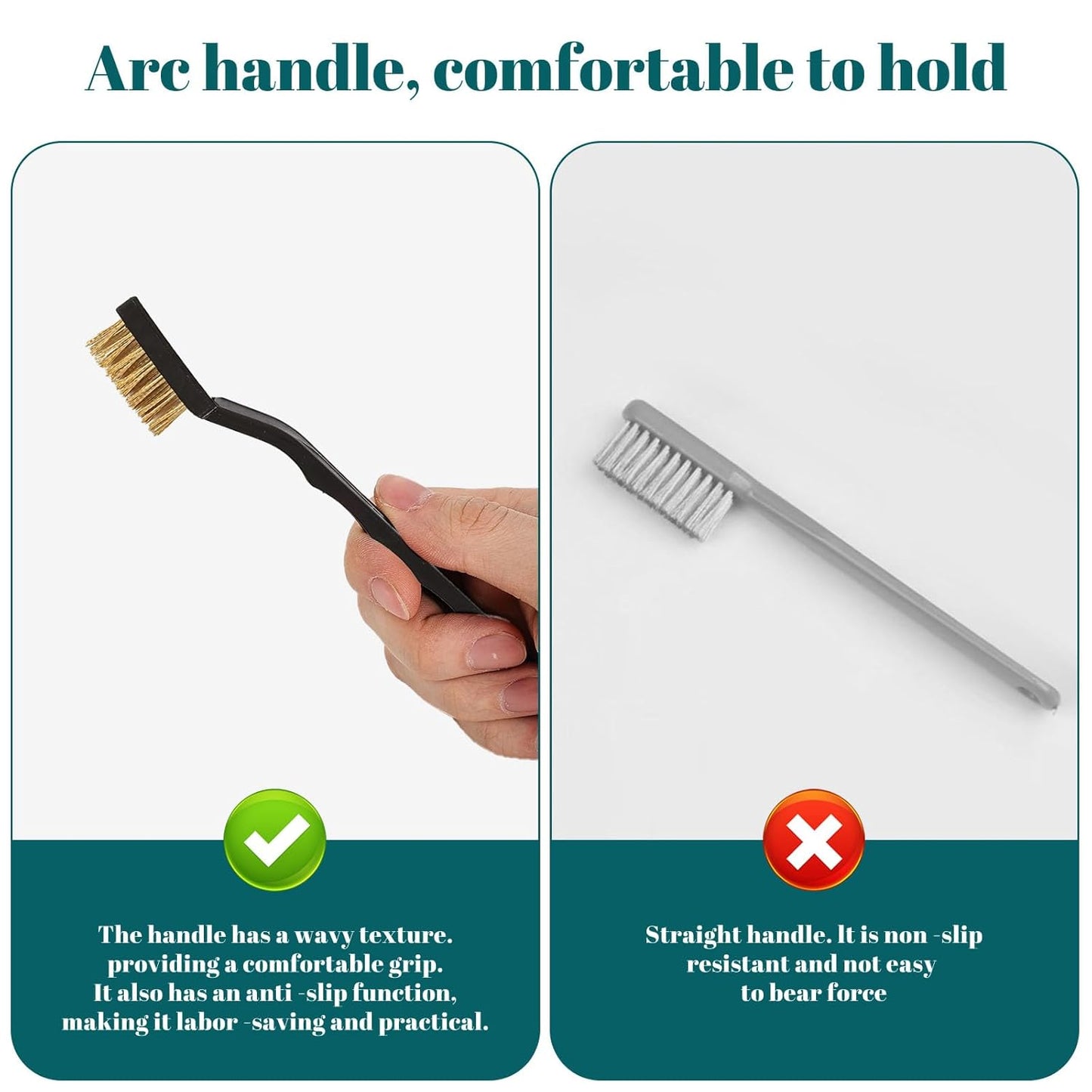 20 Pcs Mini Wire Brush Brass Brush Set, Curved Handle Masonry Brush Wire Brush for Cleaning Welding Slag and Rust