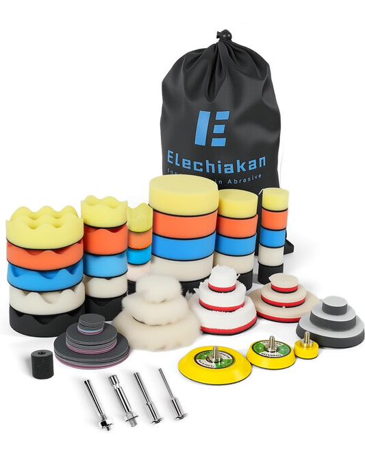 78PCS Drill Polishing Buffing Pads Kit with Buffer Polisher Attachment, 1/2/3 Inch Car Polishing Detailing Wheels for Dremel Air Mini Polisher Sander, Headlights Restoration Pad for Waxing Cleaning