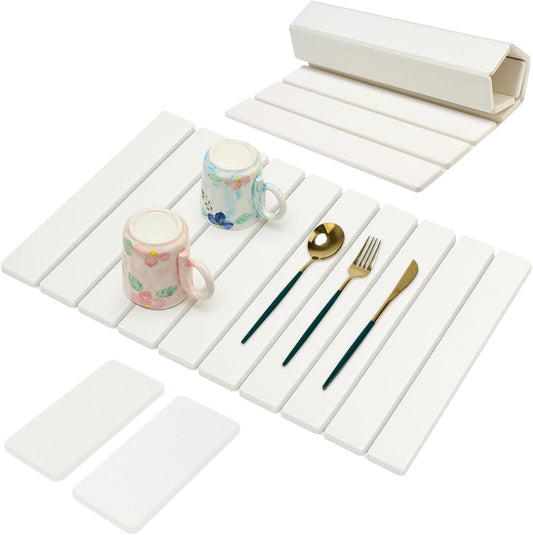 3 Pcs Large Stone Dish Drying Mat for Kitchen Sink Counter Dish Pads Diatomaceous Earth Mats Quick Fast Drying Stone Mat Diatomite Absorbent Tray Dry Matt Kitchen Countertop Dishes Drainer Mat