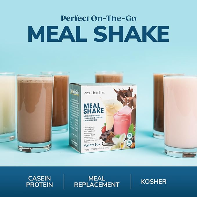WonderSlim Meal Replacement Shake, Orange Creamsicle, 15g Protein, 25 Vitamins & Minerals, Gluten Free, Low Carb (7ct)