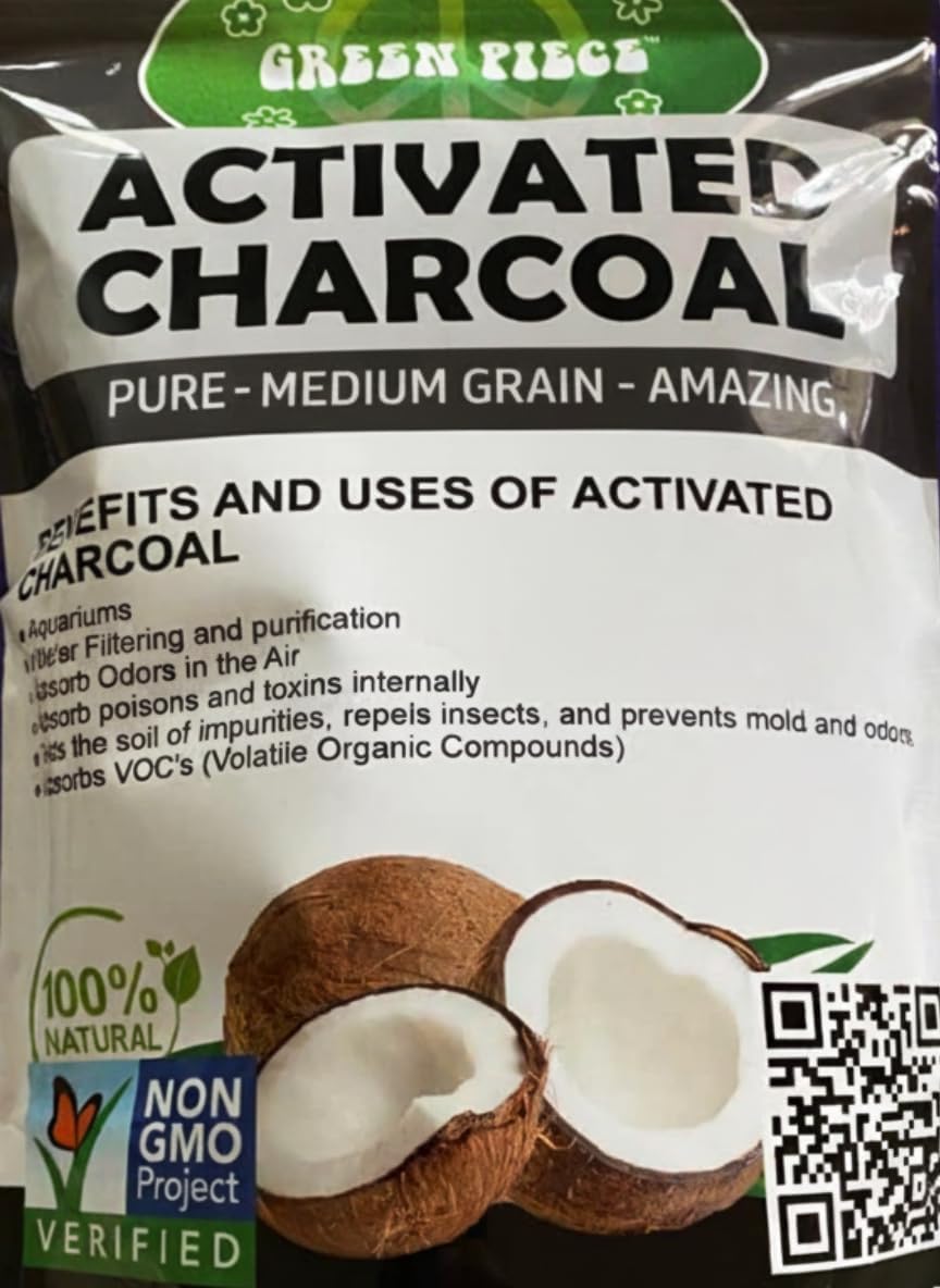 Green Piece® Activated Charcoal Pure - Medium Grain Air Purifying Bag - Kid/Pet Friendly Air/Water Fresheners - Odor Absorber - Resealable Bag Made by Green Piece (1 Pound)