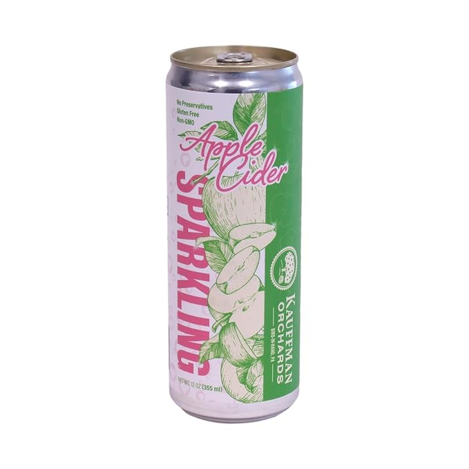 Kauffman Orchards Sparkling Apple Cider, 12 oz. Can (Pack of 24)
