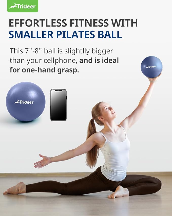 Trideer Pilates Ball - 7-8 inch with Pump, Small Core Ball for Yoga, Barre, Physical Therapy