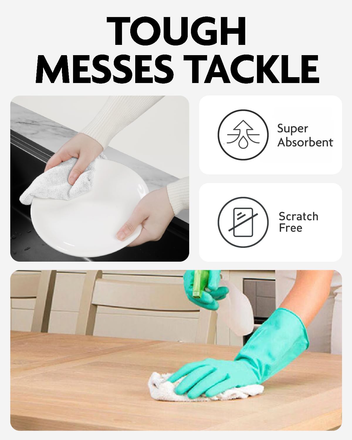 Fantasticlean Microfiber Cleaning Cloth Roll -75 Pack, Tear Away Microfiber Towels, 12" x 12", Reusable, Washable, Scratch Free, Ultra Absorbent Dish Rags for Car, Home, Garage or Shop (White)