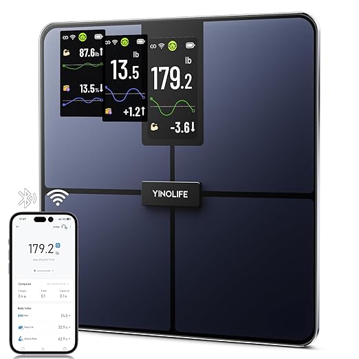 Smart Scale for Body Weight, 4.3" Color Display Digital Weight Scale, High Precision Wi-Fi Bathroom Scale with BMI, Body Fat, Muscle Mass, 20 Body Composition Scale Sync App, 400 lbs, Black