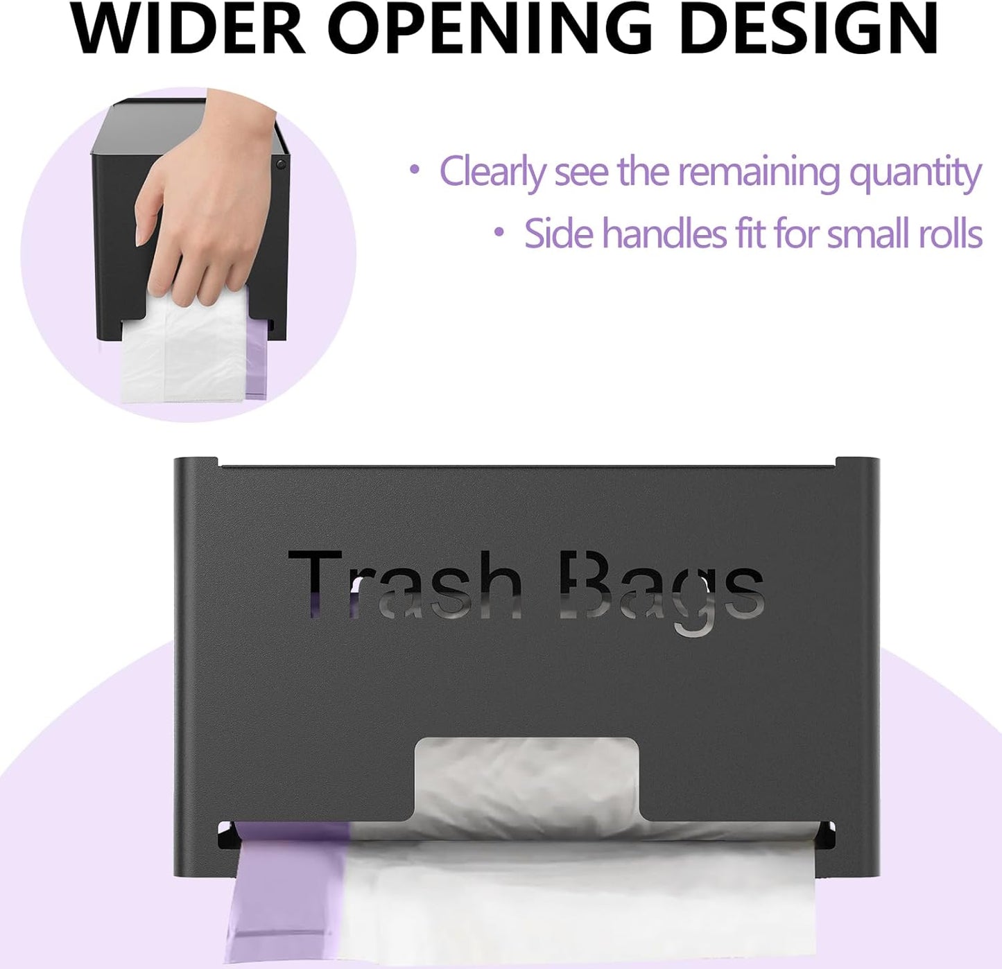 2-Pack Trash Bag Holder Dispenser, Stackable Garbage Bag Dispenser, Extra Large Trash Organizer for Kitchen Laundry Under Sink, Wall Mounted or Freestanding, Metal Black