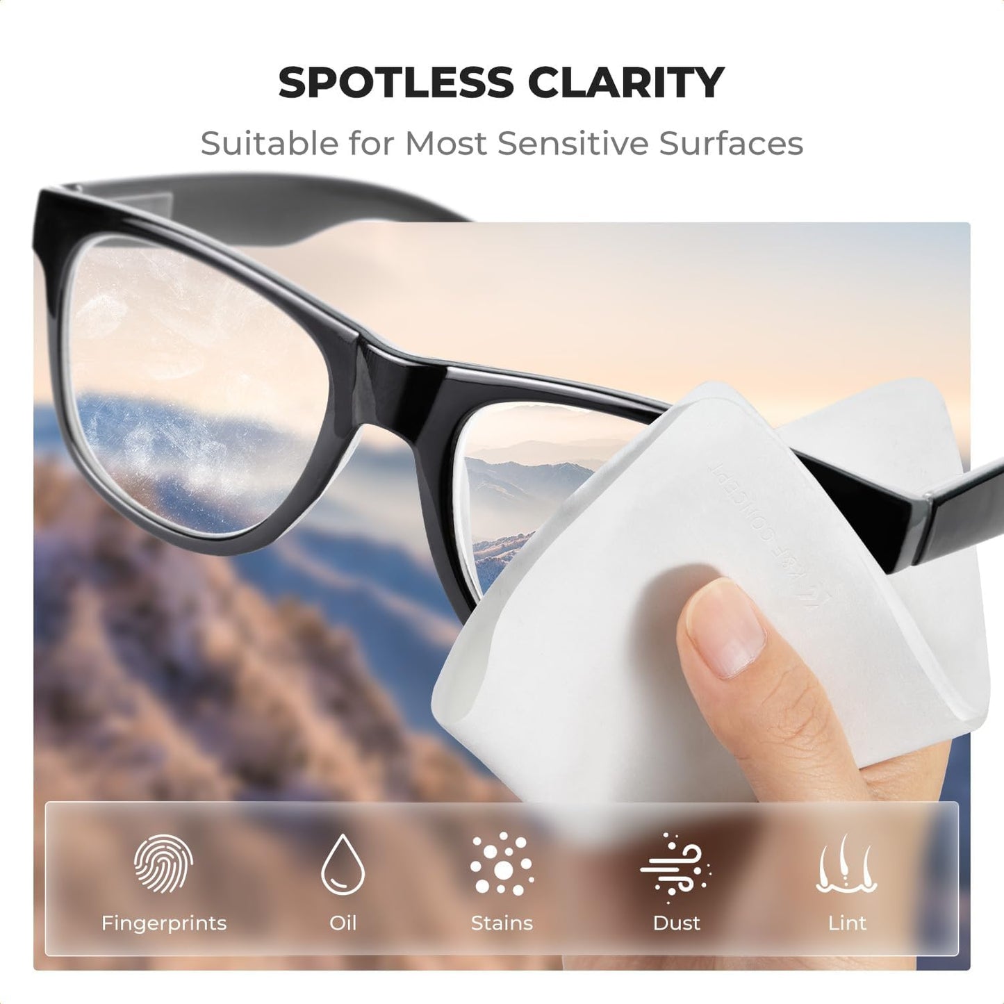 K&F Concept 30 Pack Lens Cleaning Cloth | Microfiber Cleaning Cloth | Glasses Cleaning Cloths | Eyeglass Lens Cleaner | Eyeglasses, Camera Lens, VR/AR Headset, and Screen Cleaning | White & Grey