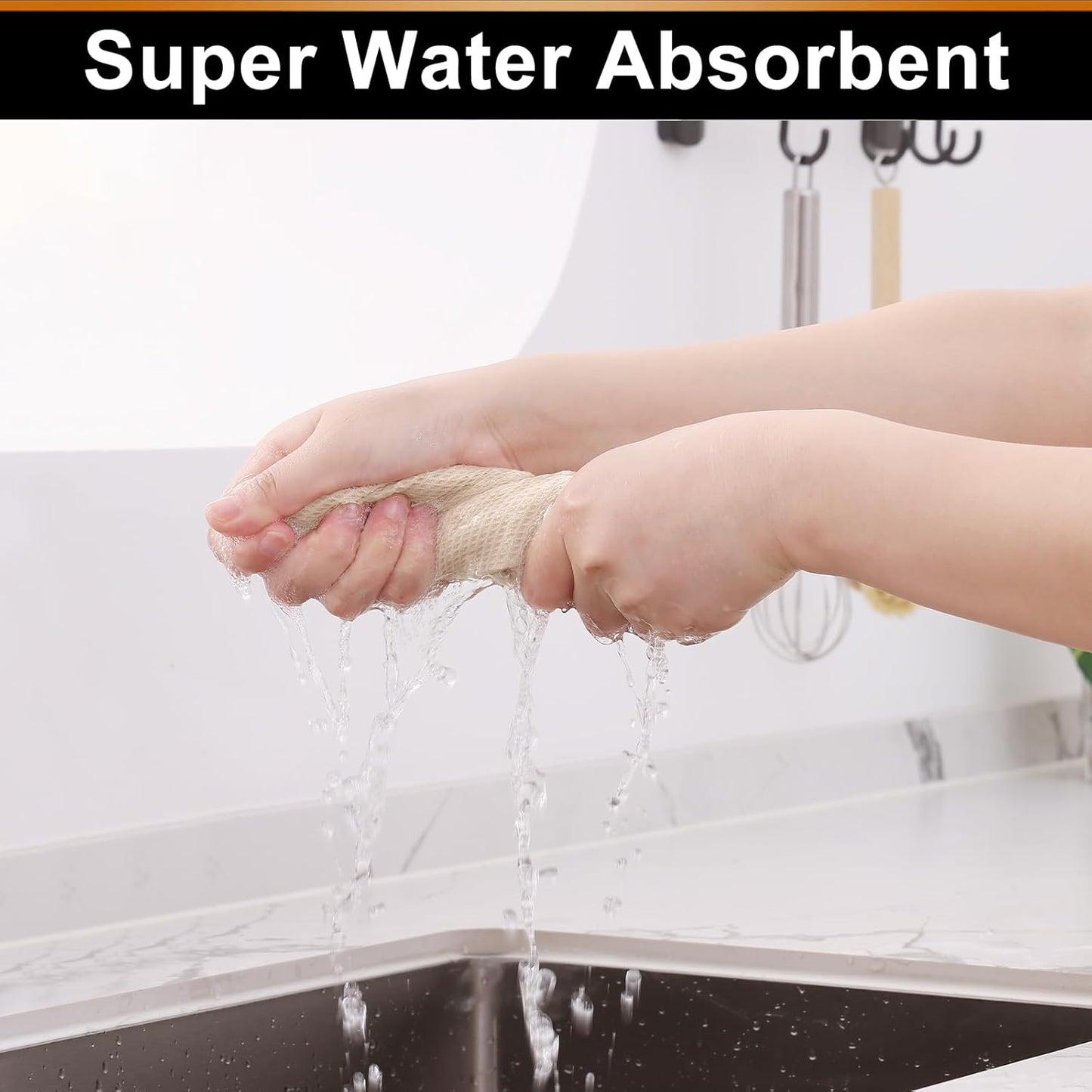 Homaxy 100% Cotton Waffle Weave Dish Cloths - 6 Pack Soft and Absorbent Dish Towels - 12 x 12 Inches Quick Dry Dish Rags - Beige