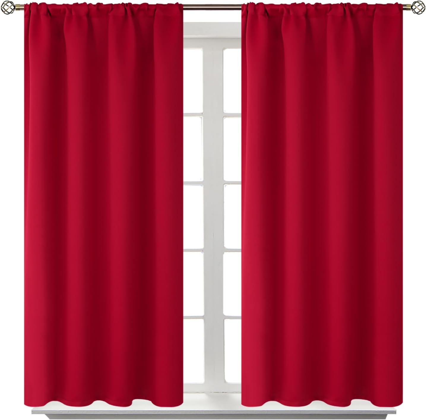 BGment Red Blackout Curtains 40 Inches Length for Short Window - Thermal Insulated Drapes Room Darkening with Rod Pocket for Kitchen Bedroom Bathroom, 2 Panels, 42 x 40 Inch