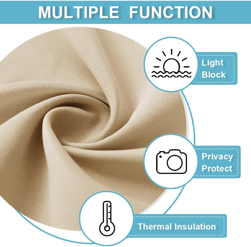 RYB HOME Dorm Curtains Room Darkening, 45 inch Length Privacy Window Treatment Thermal Insulated Covers for Shortage Room Studio Nursery, W29 x L45 inch, 2 Panels, Biscotti Beige