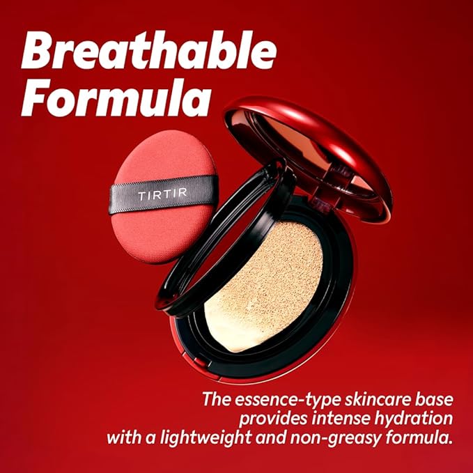[*Mini Size*] TIRTIR Mask Fit Red Cushion Foundation | Full coverage, Weightless, Skin fit, Satin Glow Finish, Korean Makeup, beauty, Tattoo cover up, Buildable (#34N Pecan, 0.15 Fl Oz)