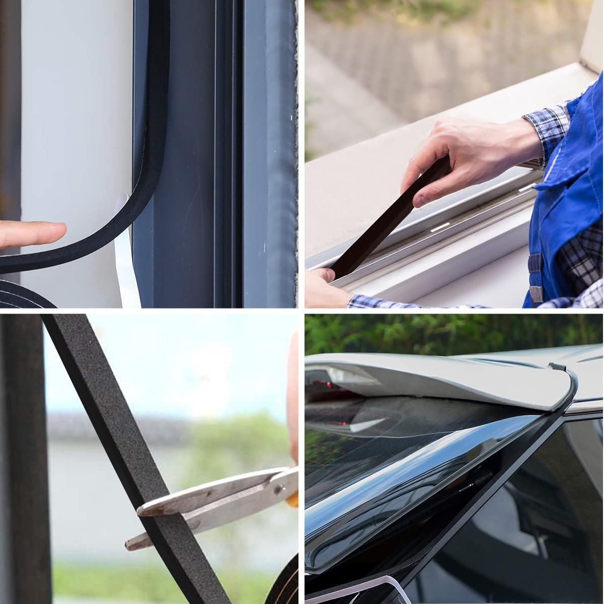 2 Rolls Foam Tape Weather Stripping Door Seal, 1'' W x 3/4'' T High Density Seal Strip, Adhesive Closed Cell Weather Strip Total 13 Feet Long