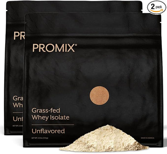 ProMix Nutrition Whey Protein Isolate Powder, Unflavored - Grass-Fed & 100% All Natural - ­Post Workout Fitness & Nutrition Shakes, Smoothies, Baking & Cooking Recipes - 2.5 Pound (Pack of 2)