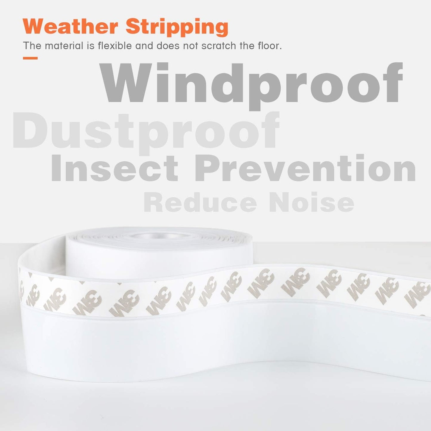 26 Feet Silicone Seal Strip, Weather Stripping Seal Tape for Door, Window & Shower Glass Gaps (White, 35MM)