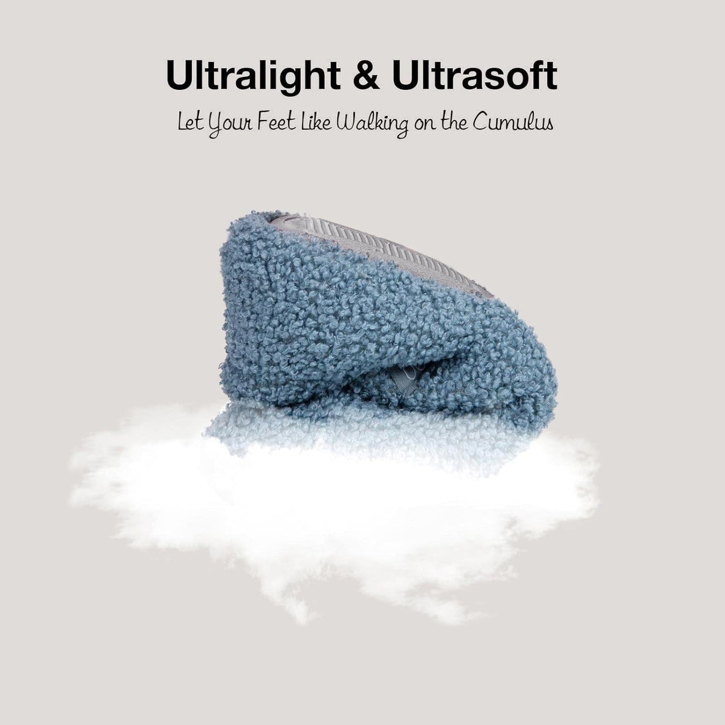 HomeTop Women's Fuzzy Curly Fur Memory Foam Loafer Slippers with Polar Fleece Lining