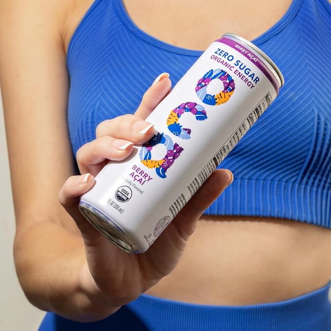 OCA ZERO Berry Acai, Organic energy drink, zero sugar, gluten-free, vegan plant-based, 12 Fl Oz (12 pack)