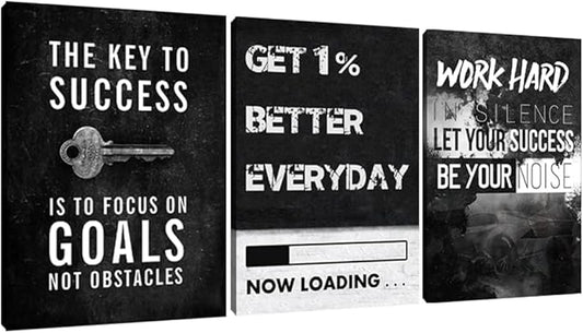 Yetaryy Motivational Poster Inspirational Wall Art 3 Pieces Canvas Painting Lion Artwork for Living Room Office Modern Home Decor Prints Pictures Wall Decor Framed Ready to Hang [72''Wx 36''H]