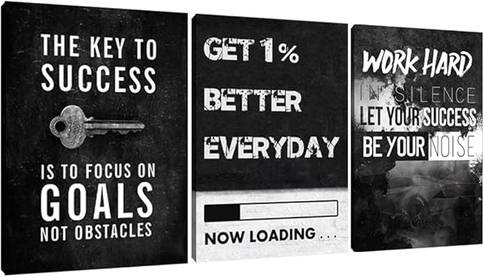 Yetaryy Motivational Poster Inspirational Wall Art 3 Pieces Canvas Painting Lion Artwork for Living Room Office Modern Home Decor Prints Pictures Wall Decor Framed Ready to Hang [36''Wx 16''H]