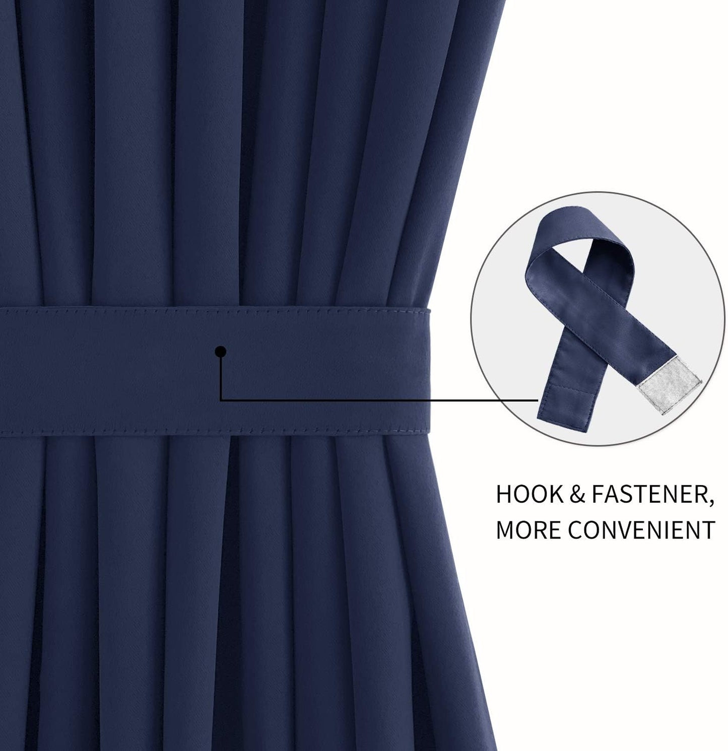 DWCN French Door Curtains – Rod Pocket Thermal Blackout Curtain for Doors with Glass Window, Kitchen and Patio Doors for Privacy, 25 X 72 Inches Long, 1 Curtain Panel with Tieback, Navy Blue