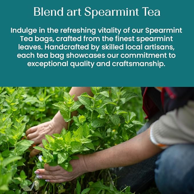 Spearmint Tea Bags 50 Count Herbal Tea Bags PCOS RELIEF Balances Hormones Support Digestion Refreshing Aromatic and Minty Gluten Free Caffeine Free Tea 100% Pure Spearmint leaves Pyramid Tea bags