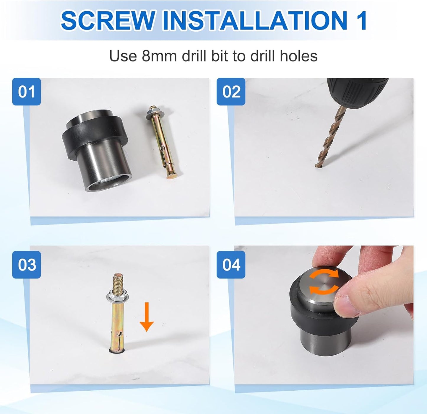 PATIKIL 2Set Round Door Stoppers, 46mm Stainless Steel Door Stop Doorstop Wedge Metal Cylinder Self Adhesive with Screw for Bottom of Door Floor Inside, Copper Tone