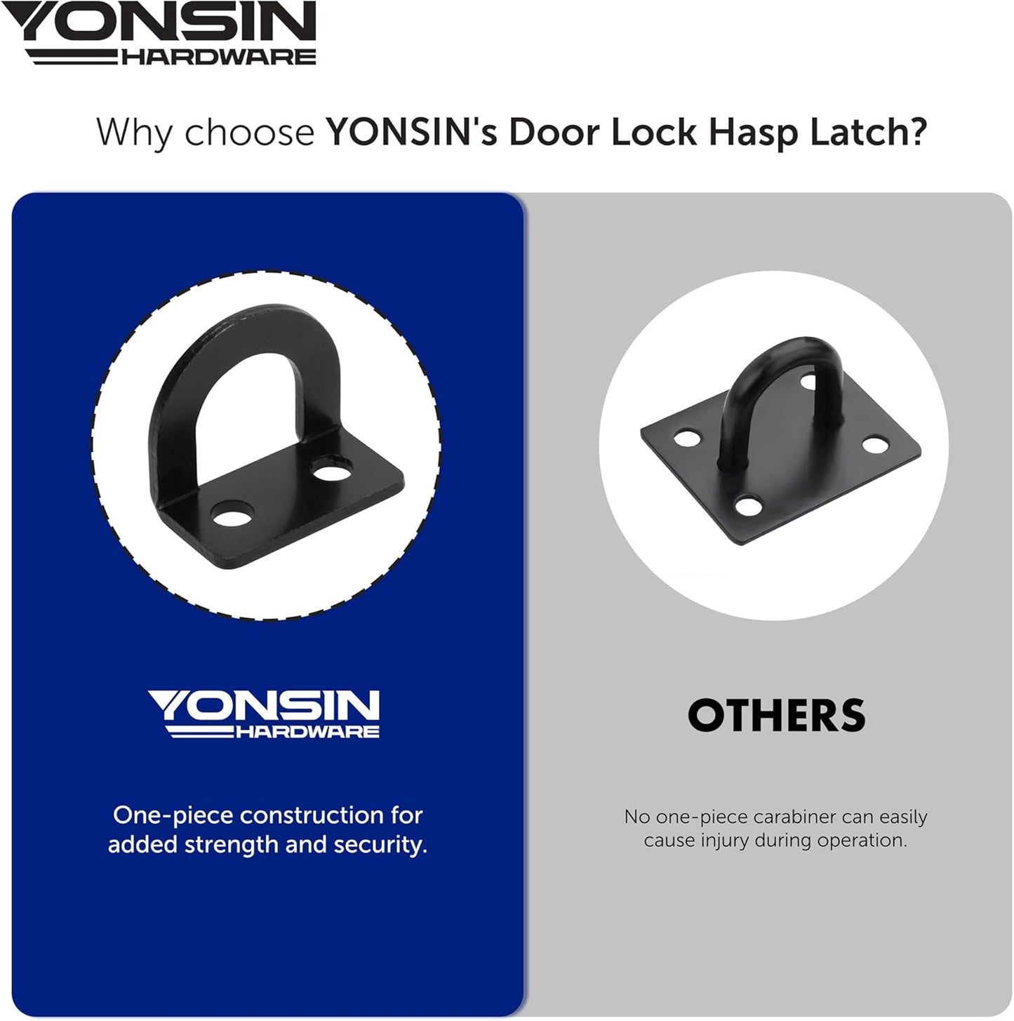 4" Door Padlock Safety Hasp Latch 2 Pcs, Door Hasp Clasp Lock Gate Shed Hasp Latch Lock for Door Window Cabinet Pet Cage Toolbox Shed Fence, 304 Stainless Steel, Matte Black Finish