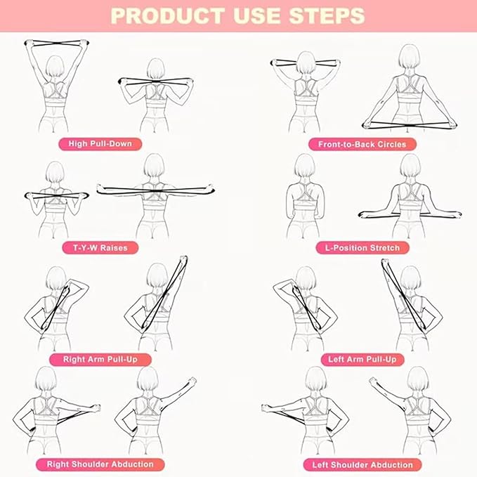 Resistance Bands, Figure 8 Exercise Bands for Women Men, 8 Shaped Resistance Rubber Band for Arms, Back, Shoulder Stretch with Handles, Gift for Sports Lover, Portable（25lb Pink）