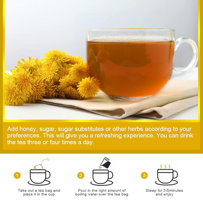 Organic Dandelion Leaf & Root Tea, Supports Kidney Function and Healthy Digestion, Caffeine Free, 30 Tea Bags