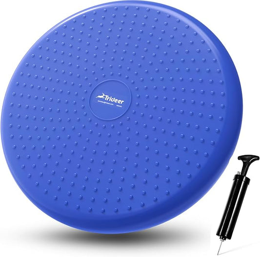 Trideer Wobble Cushion with Inflation Pump - Wiggle Seat for Sensory Kids(Multiple Colors), Balance Disc (Extra Thick)