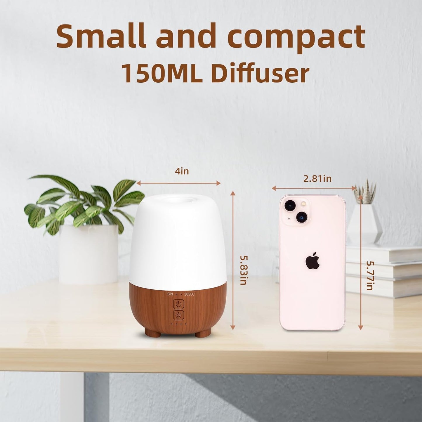 150ML Rechargeable Battery Operated Essential Oil Diffuser, Portable Cordless Aromatherapy Diffuser,7-Hour Runtime with 7 LED Color Changing Lightsfor Home,Office,Outdoor