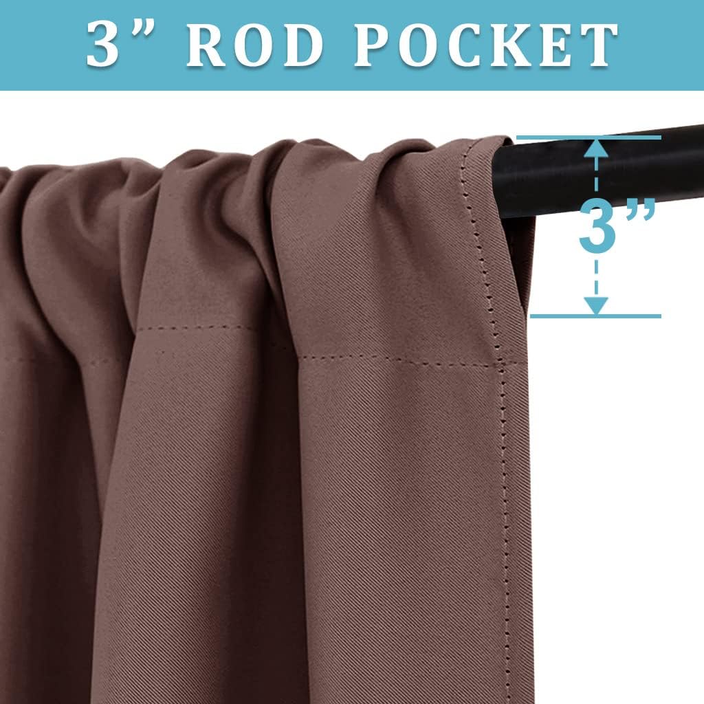 RYB HOME RV Curtains Blackout - Thermal Insulating Privacy Door Windows Camper Curtains for Kids Nursery RV Bunk Bedroom Windows Bathroom, Width 29 x Length 30, Chocolate Brown, 2 Pcs