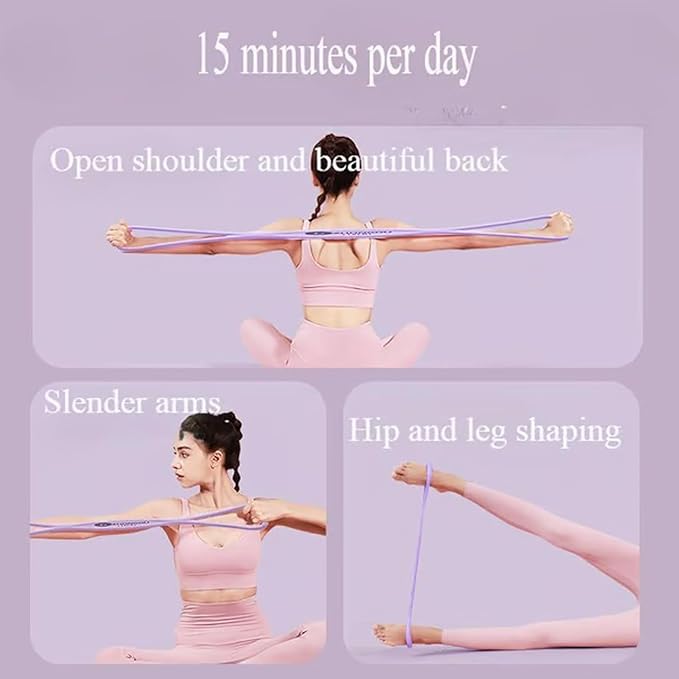 Resistance Bands, Figure 8 Exercise Bands for Women Men, 8 Shaped Resistance Rubber Band for Arms, Back, Shoulder Stretch with Handles, Gift for Sports Lover, Portable（25lb Pink）