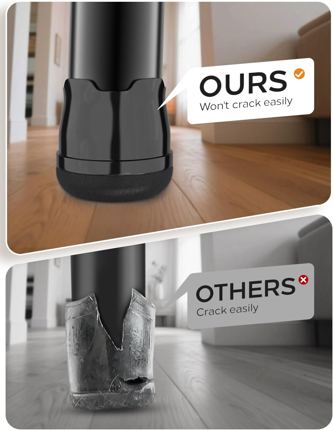 Upgrade 24 PCS Silicone & Felt Chair Leg Floor Protectors for Hardwood Floors - Furniture Pads, Chair Leg Covers/Cups - No Noise & Scratch-Proof - Round M (Fits 1"-1 3/16" / 26-30mm), Black