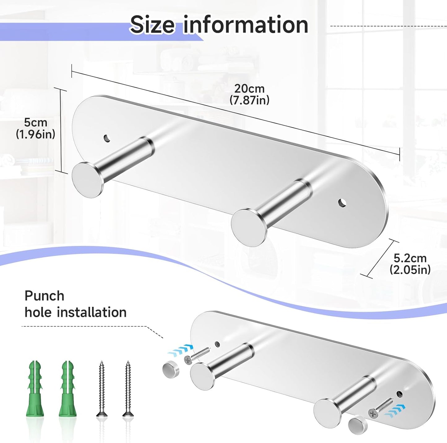 Ironing Board Holder Wall Mount,Ironing Board Hanger with Removable Hooks, Laundry Rooms Stainless Steel Ironing Boards Hook for Wall for Y or T Leg
