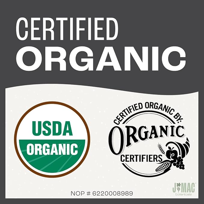 J Mac Botanicals Certified USDA - 100% Organic Dried Elderberries - 1lb Bulk - Non-Irradiated, Non-GMO, Whole Black Elderberry Immune Support - Raw Vegan Sambucus 1 Pound