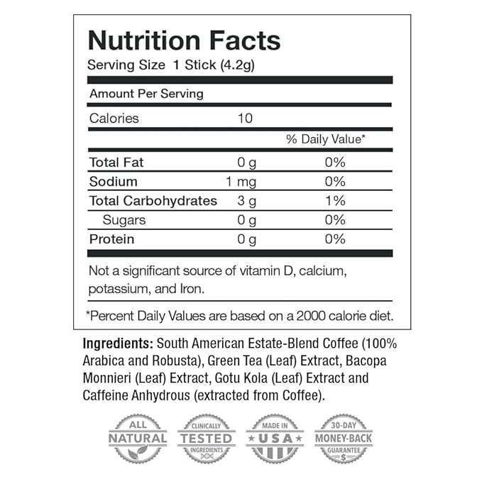 Javita Energy + Focus Instant Coffee Packets, 100% South American Arabica & Robusta Blend, plus Herbs for Clarity, Energy, & Focus, Keto, Dieters Drink, 2 box / 24 (4.2g Sticks), 48 Count