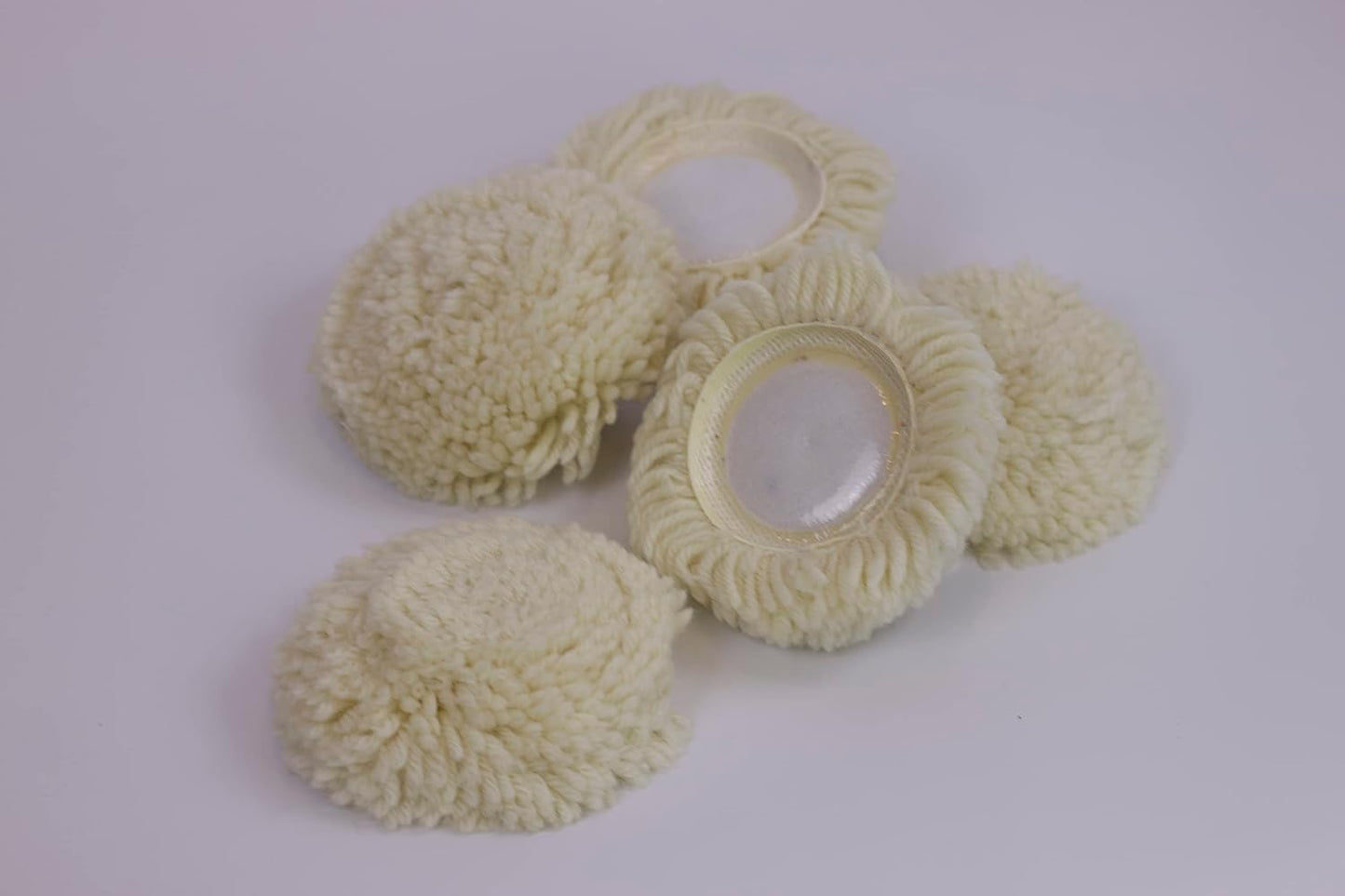 PMD Products 5pk 3" Inch (75MM) Buffer Polish Pads Long Natural Wool Hook and Loop Attached