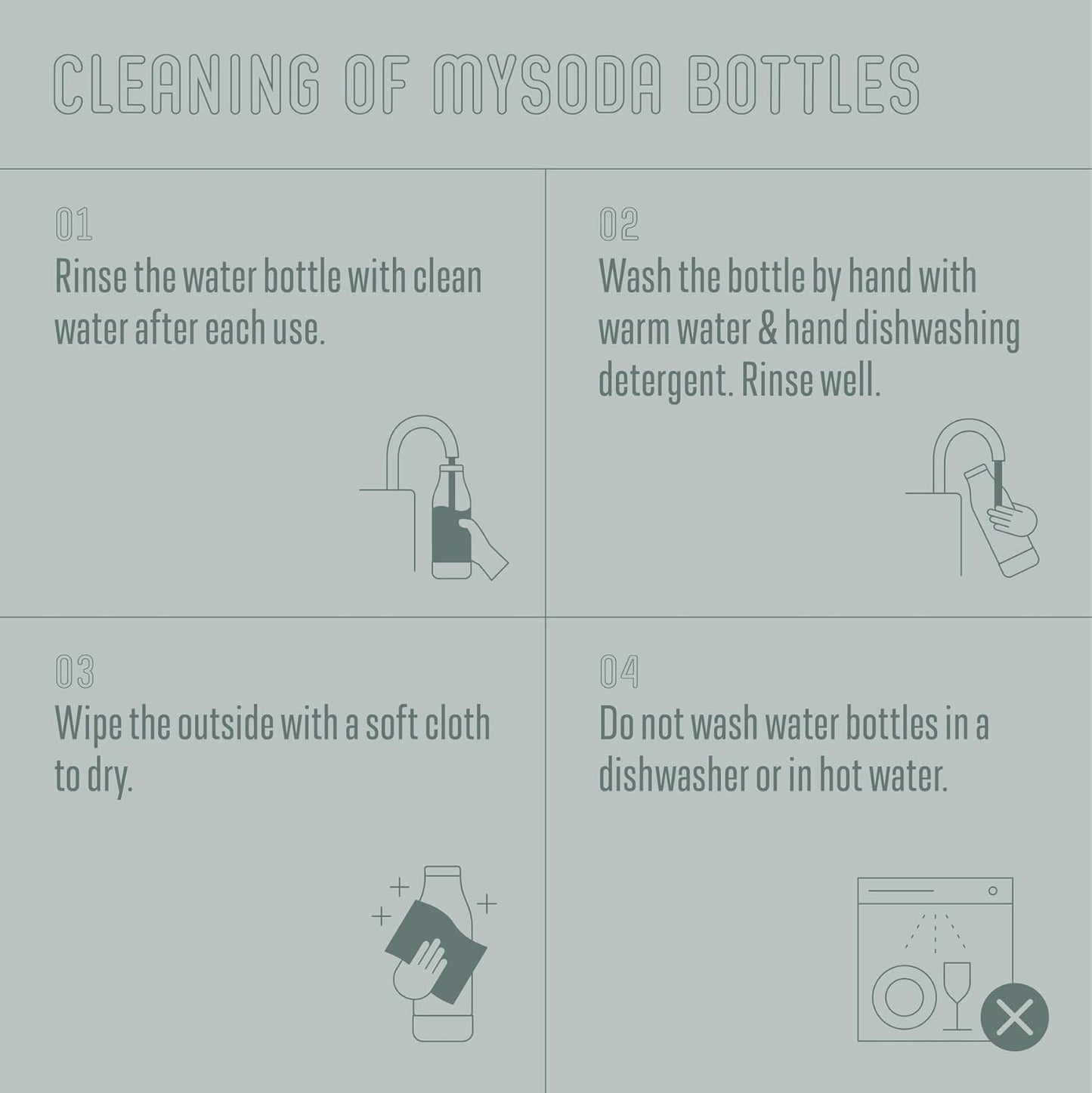 Mysoda Carbonating Bottles 2Pck 1L - Compatible with MySoda and any brands - Quick-Lock Reusable Bottles - Lid and Base Made of Wood Composite - BPA Free - Sage Green