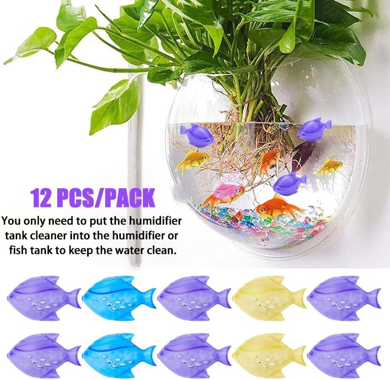 12PCS Universal Humidifier Tank Cleaner,Humidifier Cleaning Fish for Humidifiers & Fish Tanks, Purifies Water, Eliminates White Dust and Odor, Prevents Hard Water Build-Up